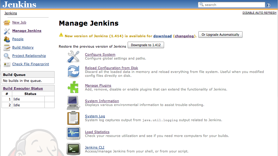 Upgrading Jenkins from the web interface