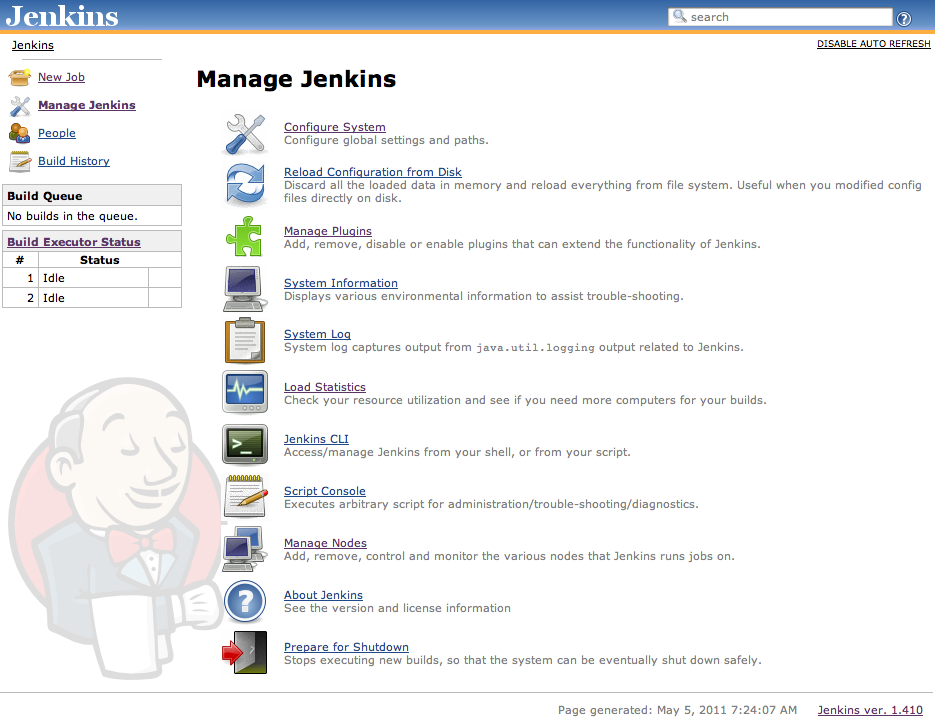 The Manage Jenkins screen