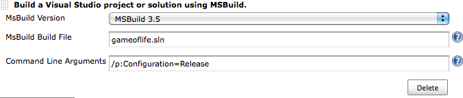 Une étape de build utilisant MSBuild