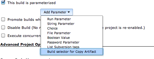 Ajouter un paramètre “Build selector for Copy Artifact”